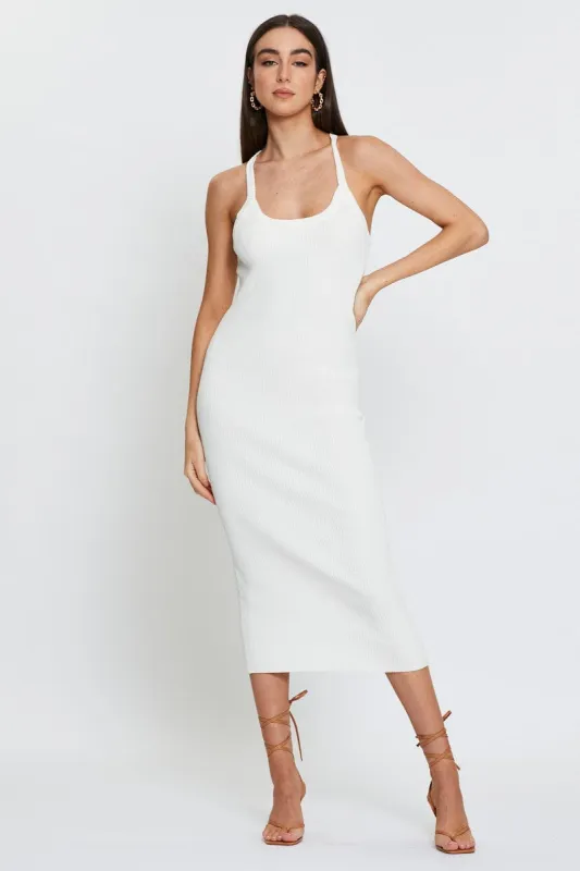 White Knit Dress Midi made by Ally Fashion
