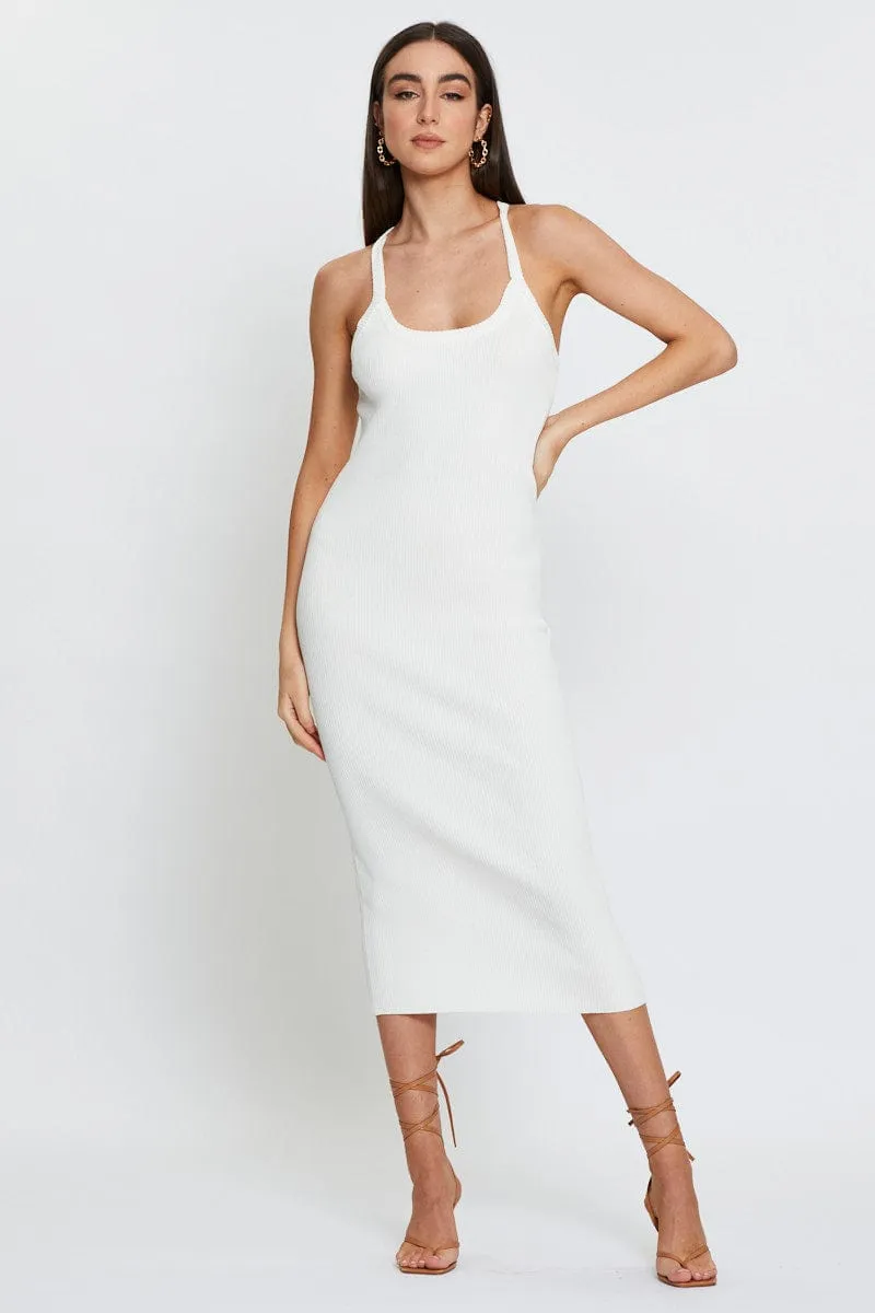 White Knit Dress Midi sold by Ally Fashion