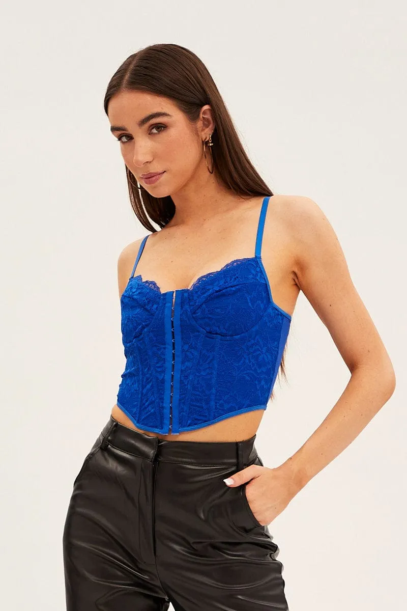 Blue Floral Lace Corset Top Lingerie sold by Ally Fashion product image thumbnail 3
