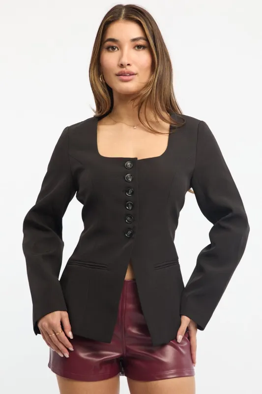 Black Fitted Blazer Jacket sold by Ally Fashion