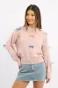 Pink Knit Top Long Sleeve Bow Trim sold by Ally Fashion