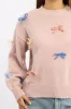 Pink Knit Top Long Sleeve Bow Trim sold by Ally Fashion