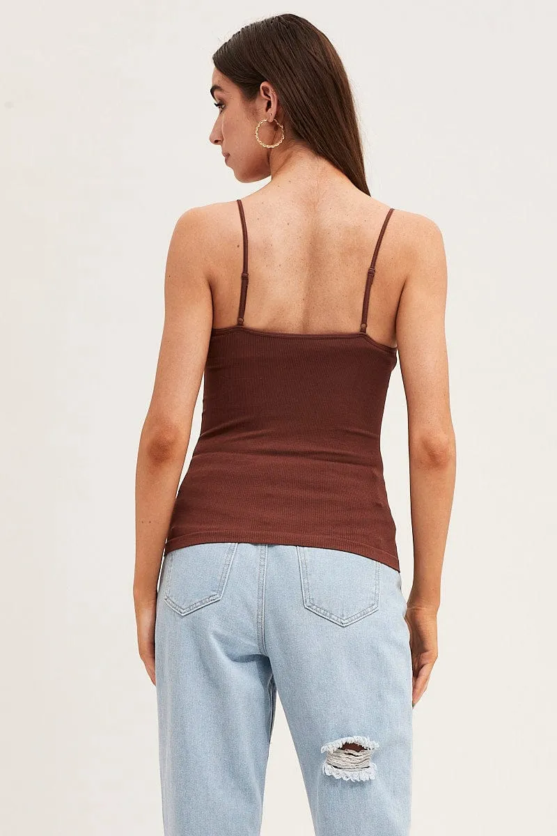 Brown Seamless Singlet Top sold by Ally Fashion product image thumbnail 5