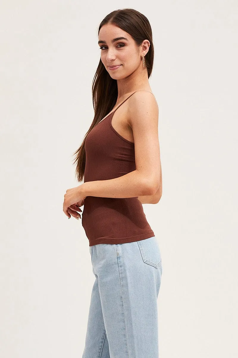 Brown Seamless Singlet Top sold by Ally Fashion product image thumbnail 3