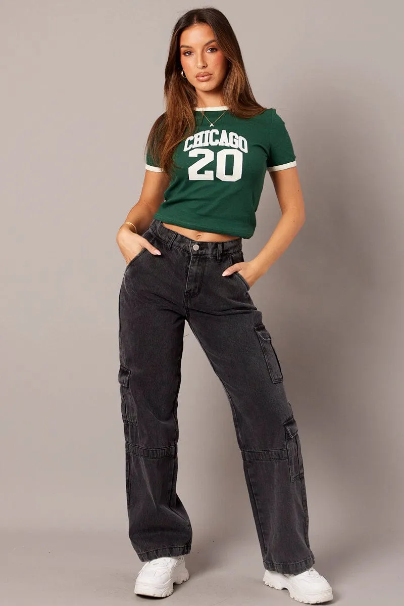 Green Graphic Tee Short Sleeve sold by Ally Fashion product image thumbnail 2