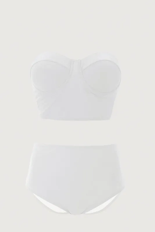 White Halter Neck Two Piece Bikini sold by Ally Fashion