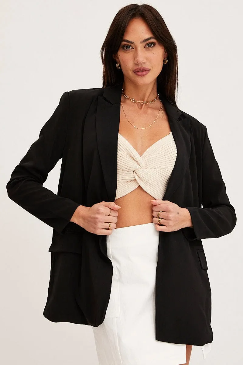Black Oversized Jacket Long Sleeve sold by Ally Fashion