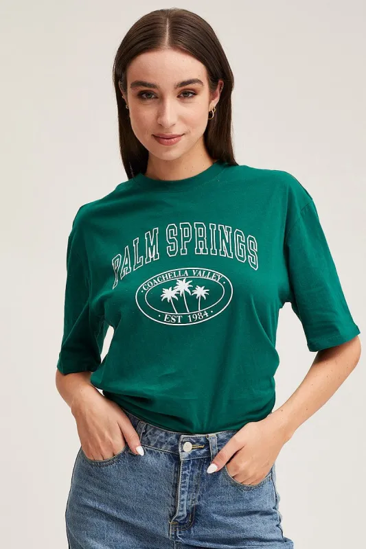 Green Graphic T Shirt Short Sleeve sold by Ally Fashion