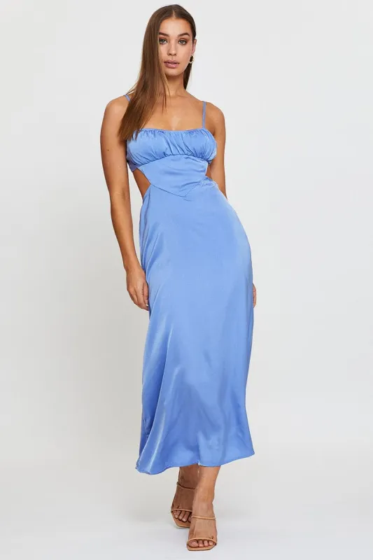 Blue Midi Dress Evening Cowl Neck sold by Ally Fashion