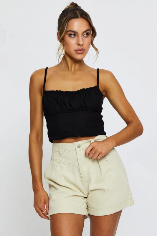 Beige Relaxed Denim Shorts High Rise sold by Ally Fashion