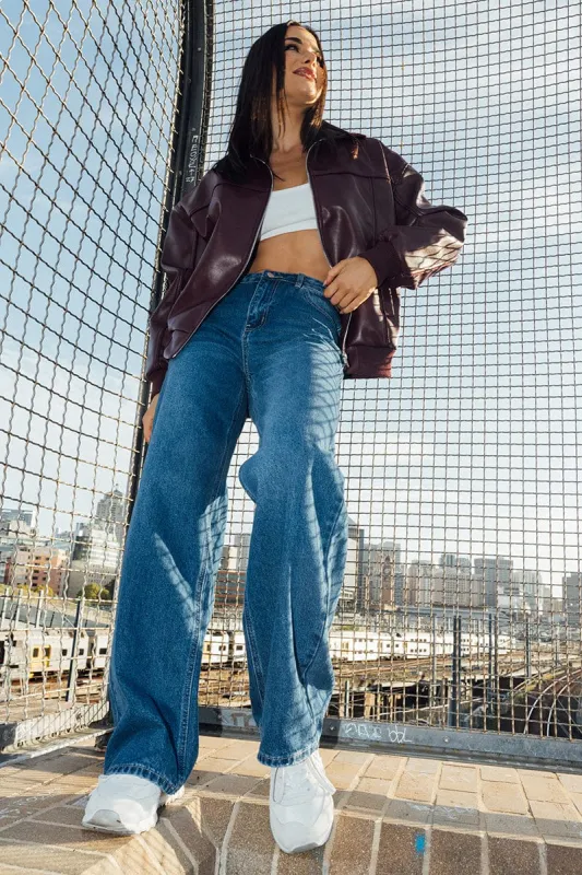 Red Bomber Jacket Faux Leather sold by Ally Fashion