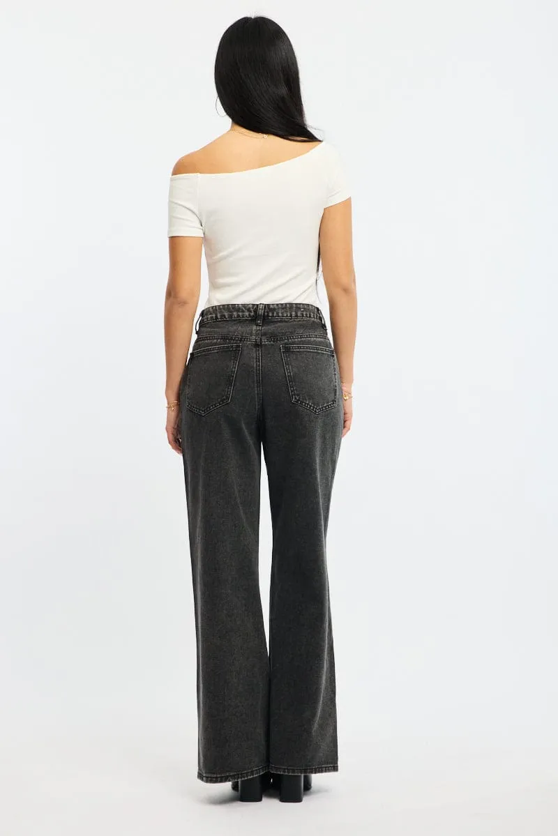 Grey Wide Leg Jeans sold by Ally Fashion product image thumbnail 4