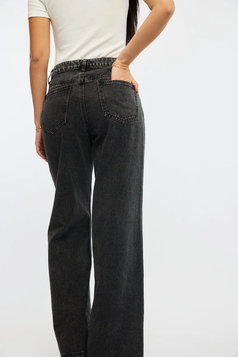 Grey Wide Leg Jeans sold by Ally Fashion product image thumbnail 5