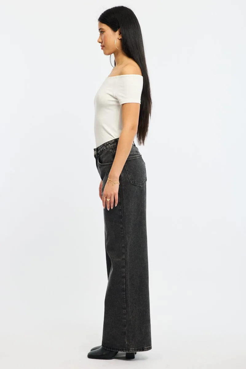 Grey Wide Leg Jeans sold by Ally Fashion product image thumbnail 3