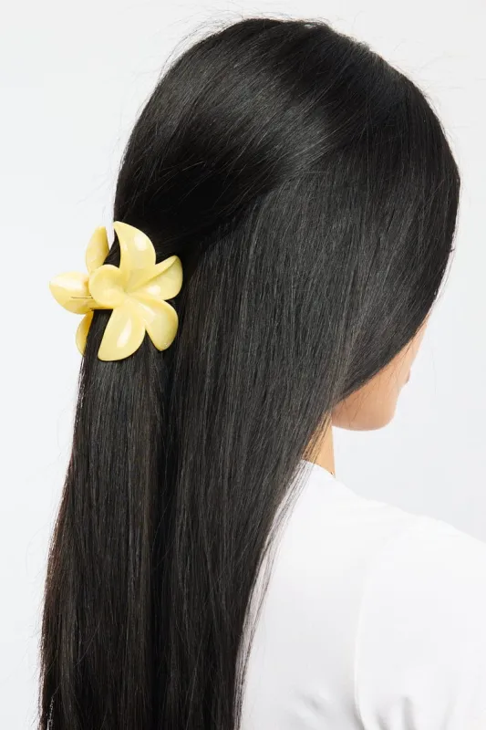 Yellow Marbled Flower Claw Clip sold by Ally Fashion