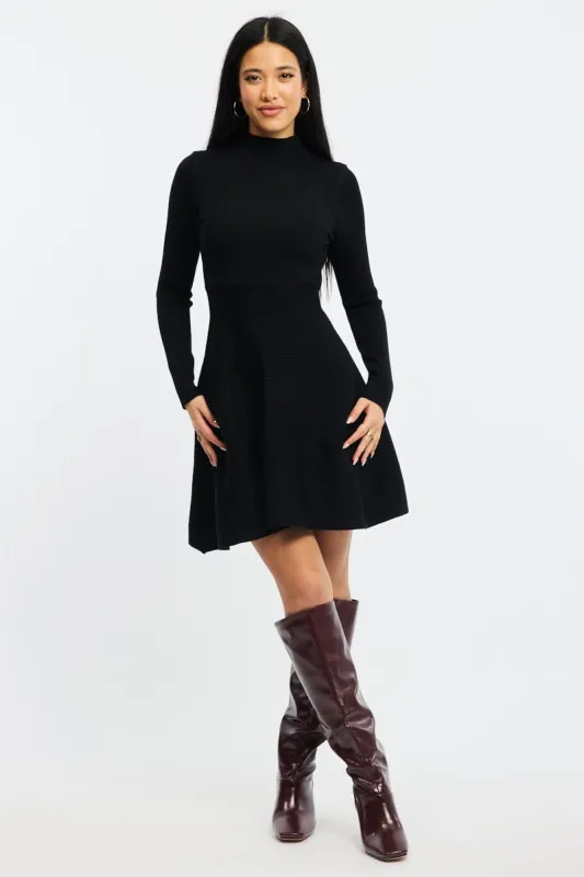 Black Knit Dress Fit And Flared sold by Ally Fashion