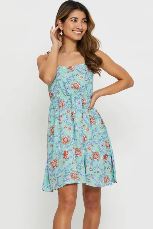 Print Mini Dress Square Neck sold by Ally Fashion