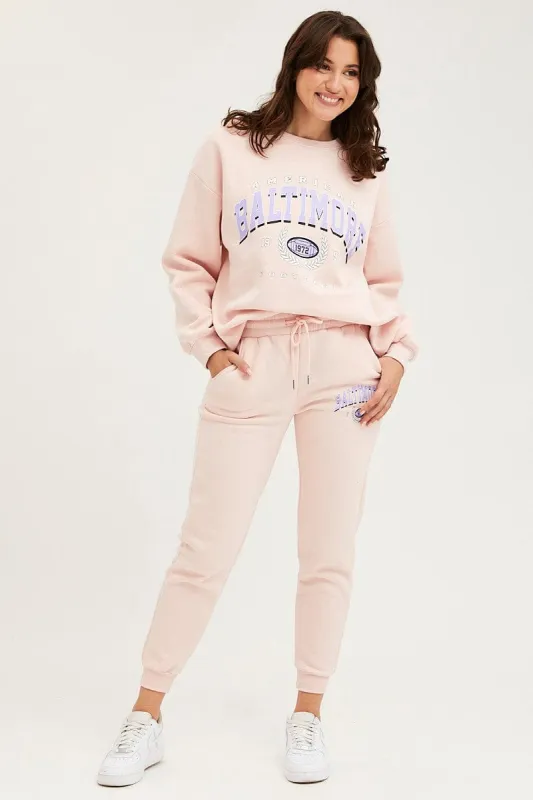Pink Track Pants High Rise sold by Ally Fashion