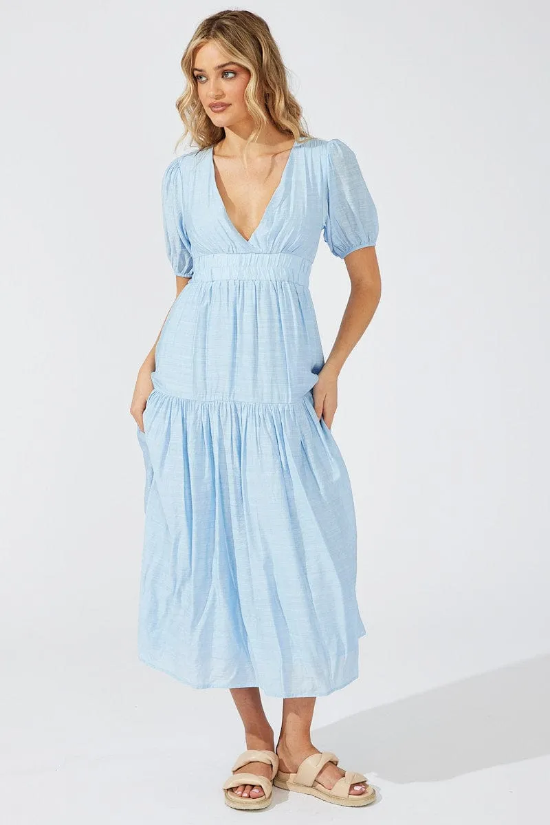 Blue Maxi Dress Puff Sleeve sold by Ally Fashion product image thumbnail 3