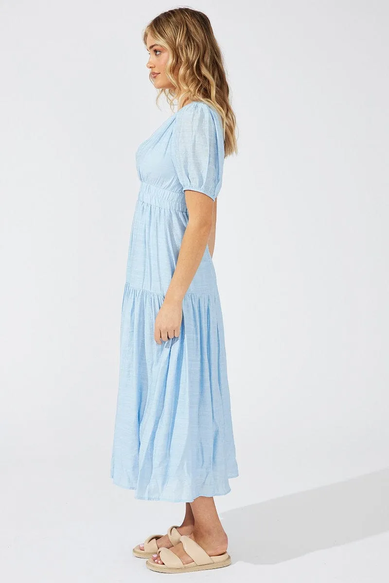 Blue Maxi Dress Puff Sleeve sold by Ally Fashion product image thumbnail 4