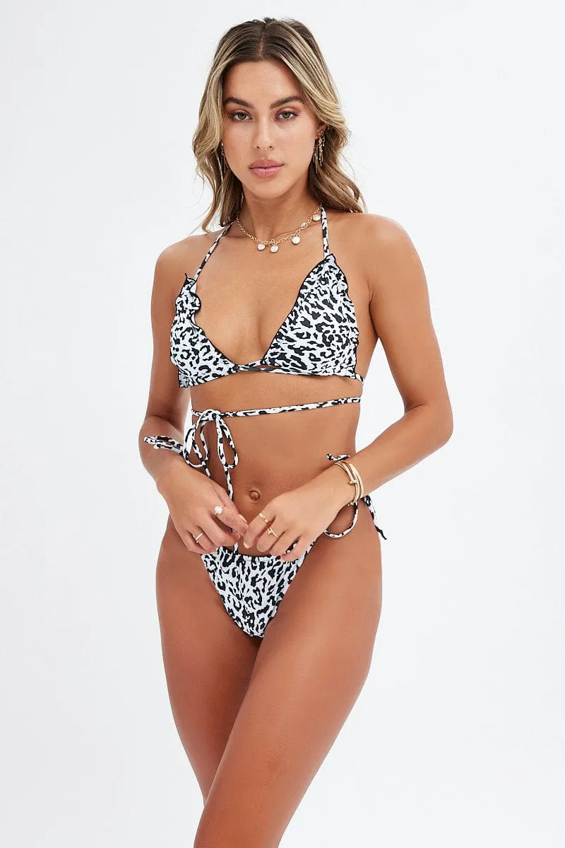 Black Animal Print Tie Detail Bikini Set sold by Ally Fashion product image thumbnail 2