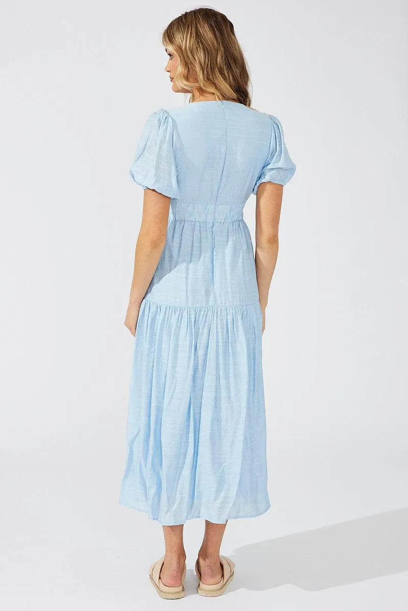 Blue Maxi Dress Puff Sleeve sold by Ally Fashion product image thumbnail 5