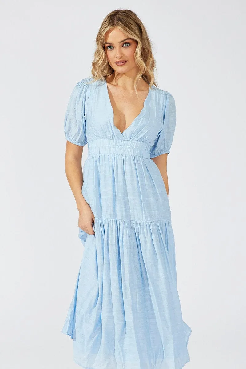 Blue Maxi Dress Puff Sleeve sold by Ally Fashion product image thumbnail 2
