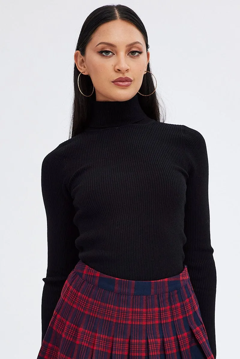 Black Knit Top High Neck Long Sleeve sold by Ally Fashion product image thumbnail 3