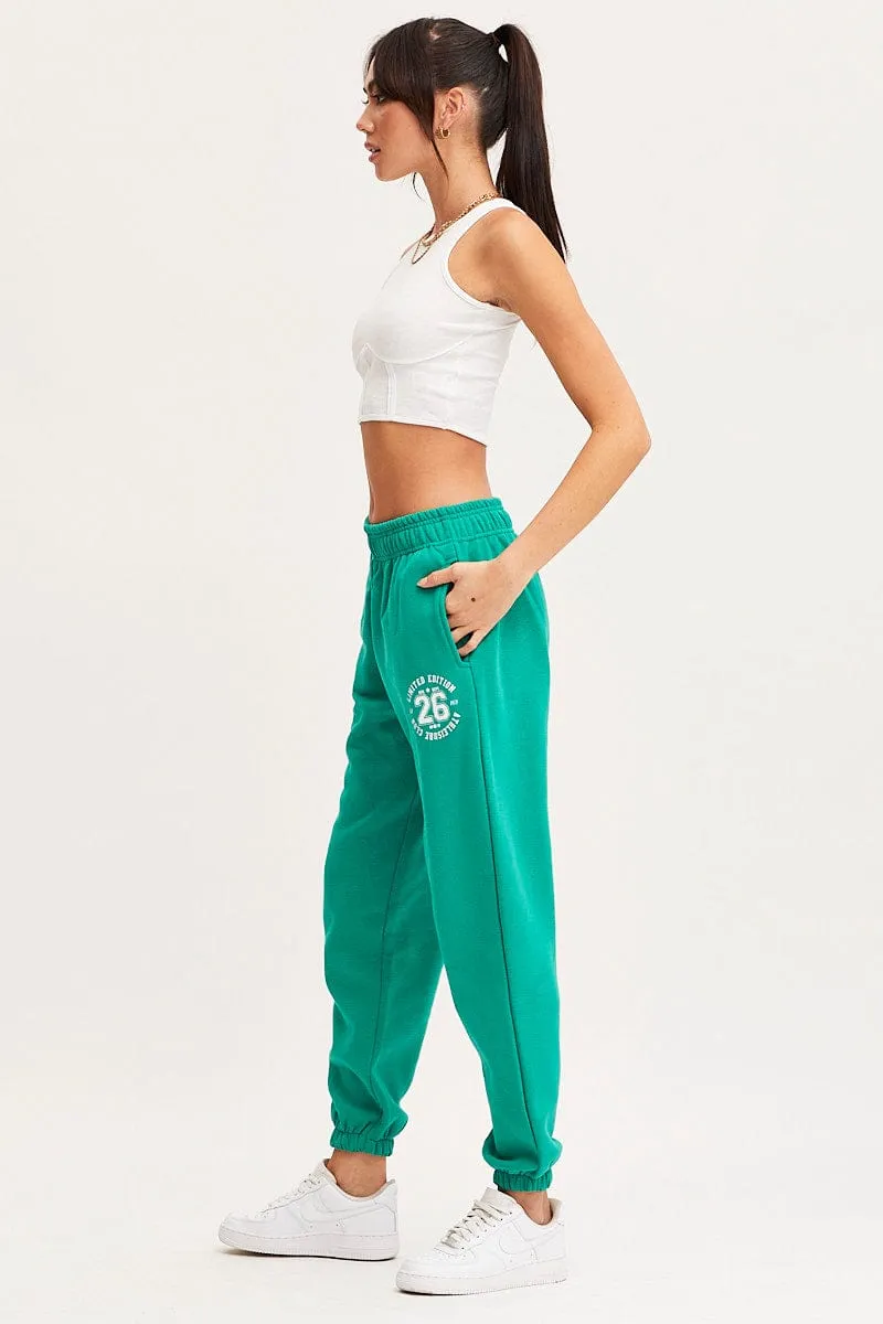 Green Track Pants High Rise sold by Ally Fashion product image thumbnail 4