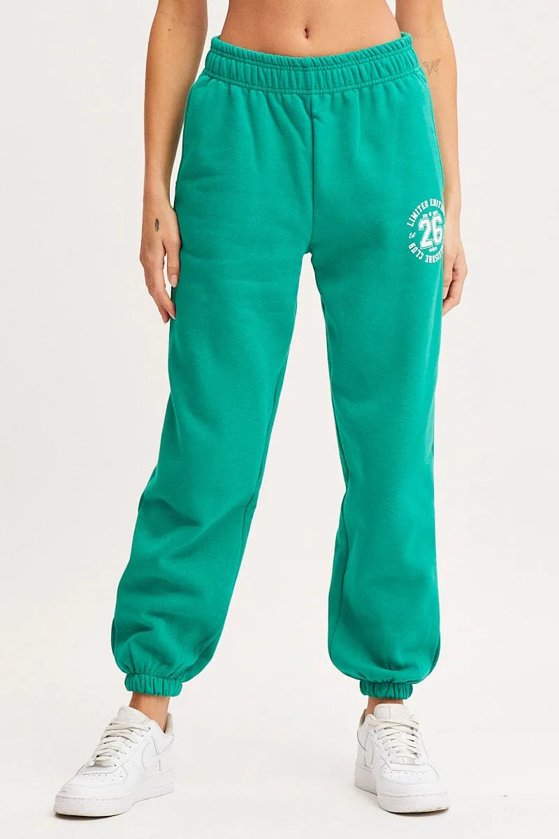 Green Track Pants High Rise sold by Ally Fashion product image thumbnail 2