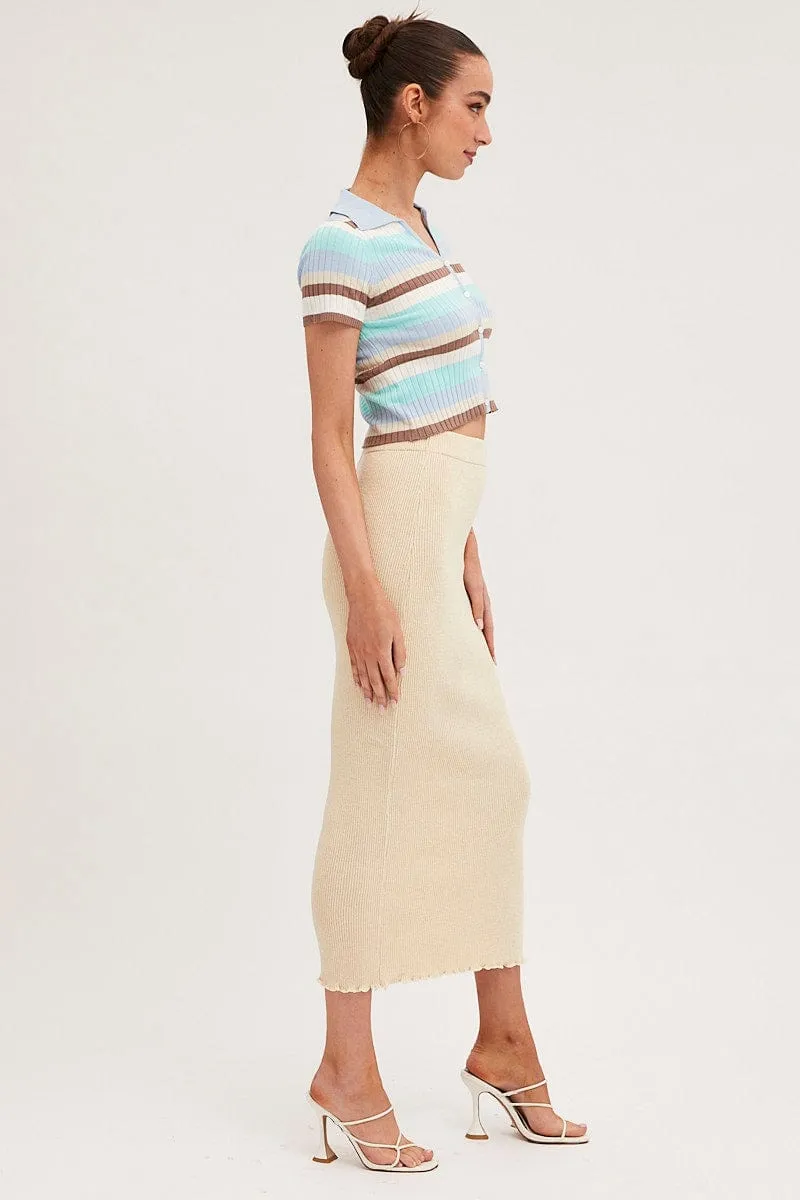 Beige Maxi Skirt Knit High Waist sold by Ally Fashion product image thumbnail 4