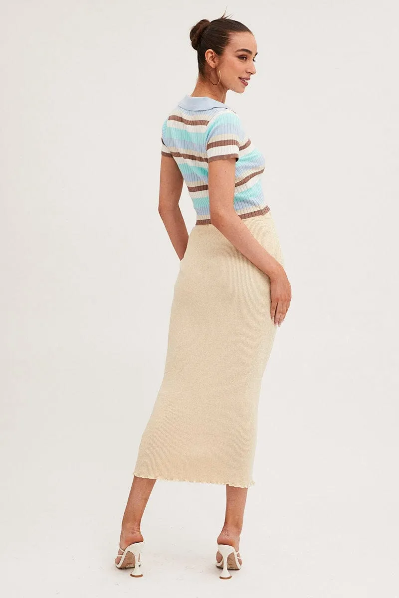 Beige Maxi Skirt Knit High Waist sold by Ally Fashion product image thumbnail 5