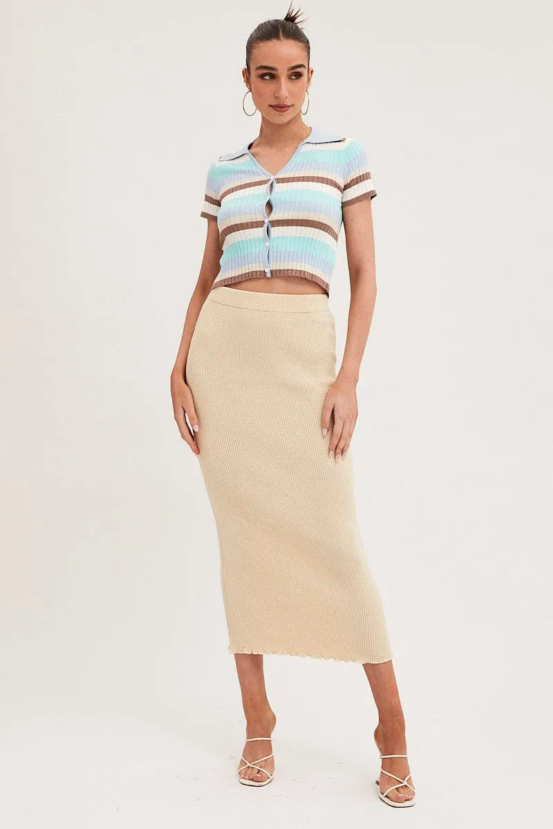 Beige Maxi Skirt Knit High Waist sold by Ally Fashion product image thumbnail 3