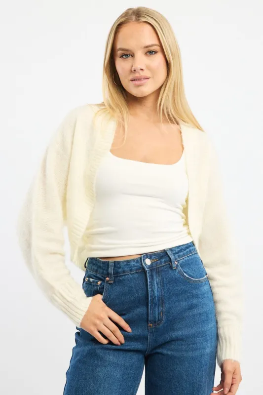 White Oversized Knit Cardigan Long Sleeve sold by Ally Fashion