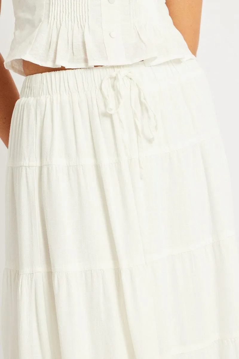White Maxi Skirt Tiered High Rise Linen Blend sold by Ally Fashion product image thumbnail 5