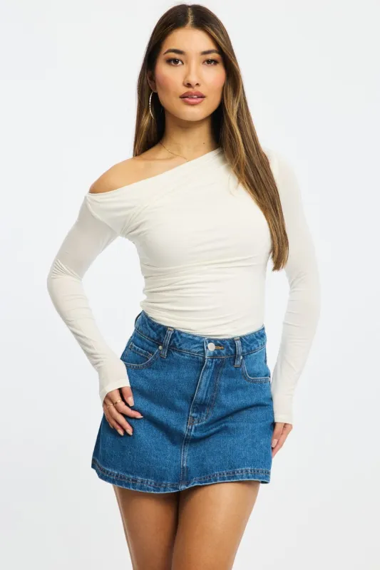 Denim Mini Skorts High Rise sold by Ally Fashion