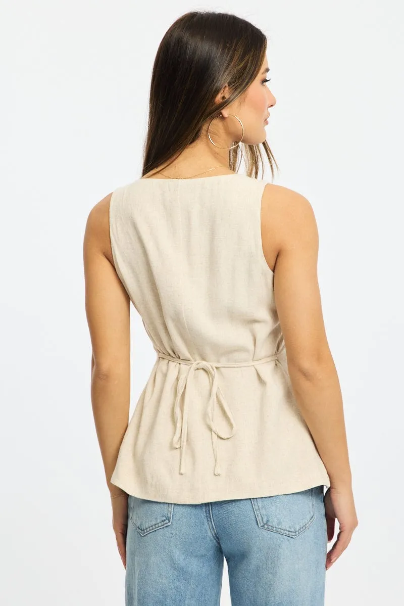 Beige Vest Square Neck Button Down sold by Ally Fashion product image thumbnail 4