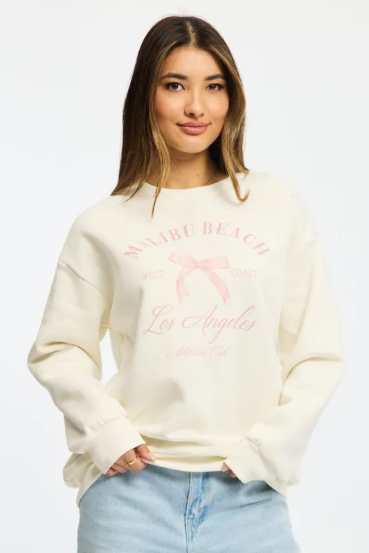 White Graphic Sweater Long Sleeve sold by Ally Fashion