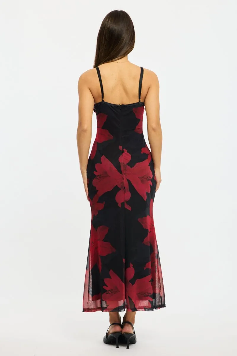 Black Ditsy Bodycon Dress Maxi sold by Ally Fashion product image thumbnail 4