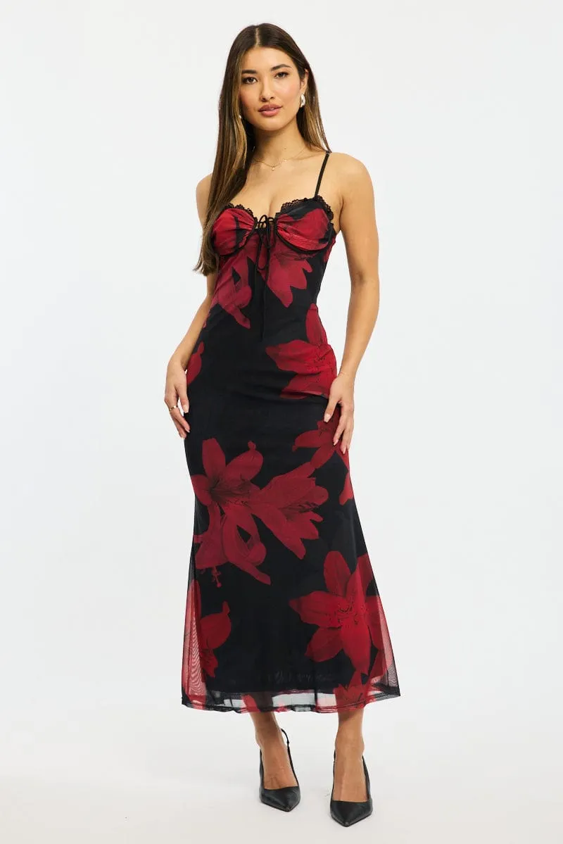 Black Ditsy Bodycon Dress Maxi sold by Ally Fashion