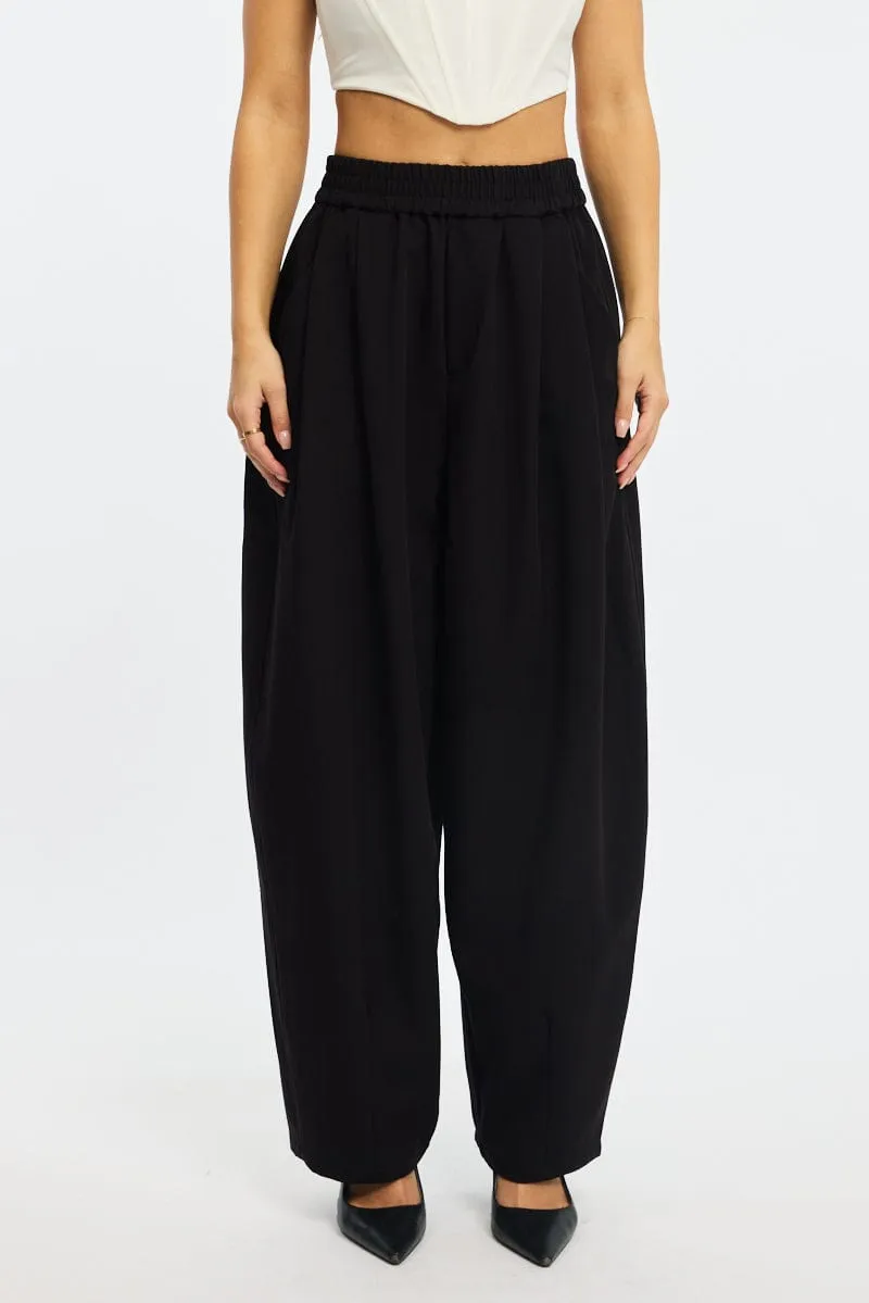 Black Barrel Leg Pant Elastic Waist sold by Ally Fashion product image thumbnail 2
