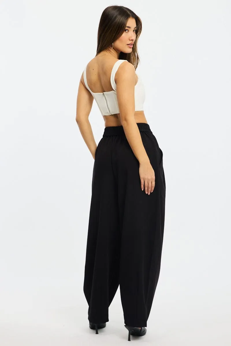 Black Barrel Leg Pant Elastic Waist sold by Ally Fashion product image thumbnail 4