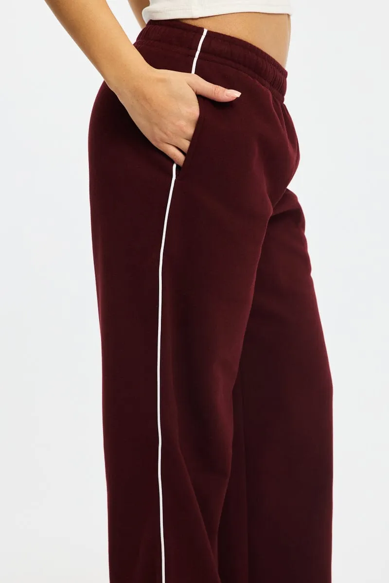 Red Track Pants Wide Leg Side Stripe sold by Ally Fashion product image thumbnail 5