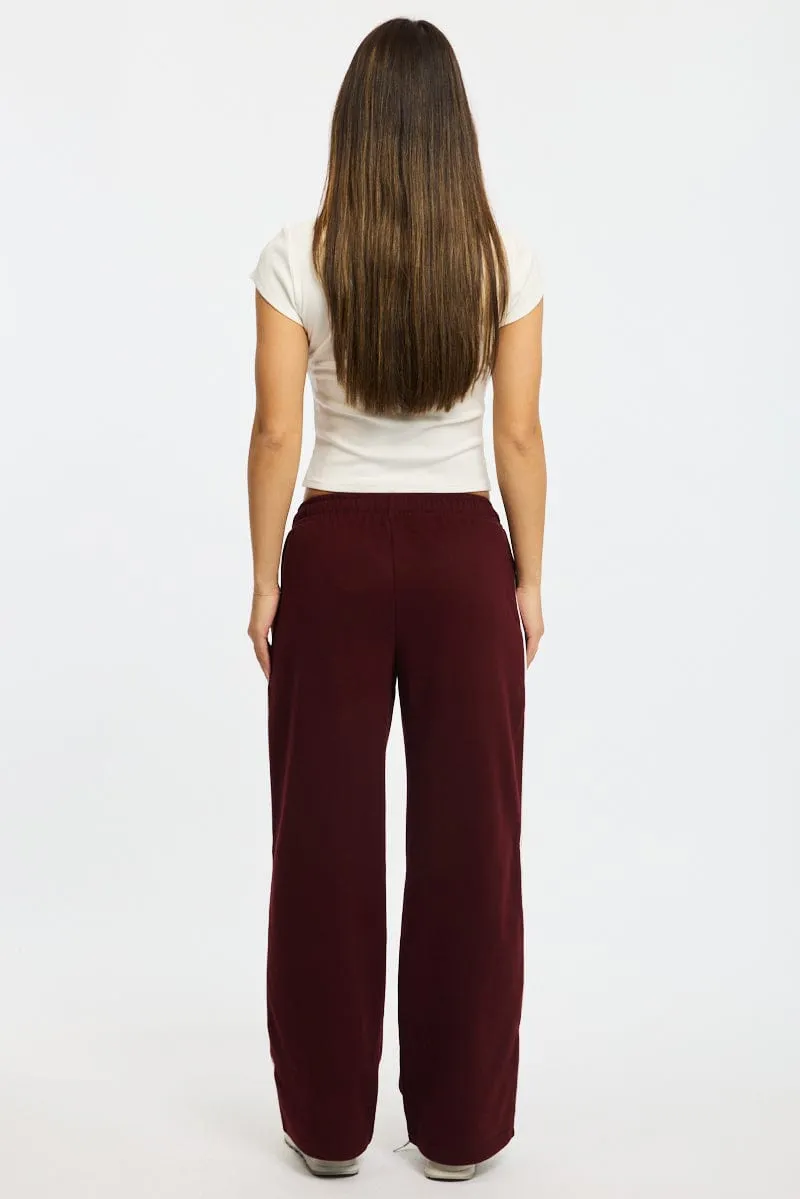 Red Track Pants Wide Leg Side Stripe sold by Ally Fashion product image thumbnail 4