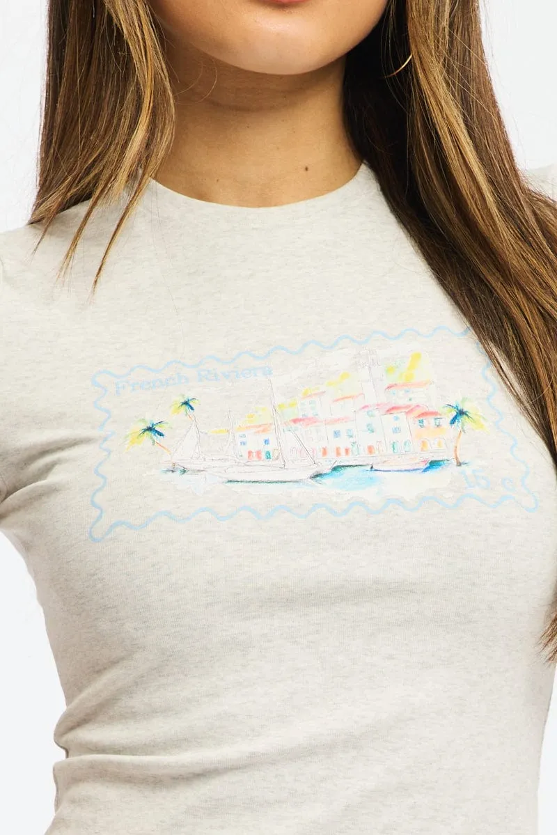 Grey Graphic Tee Short Sleeve sold by Ally Fashion product image thumbnail 5