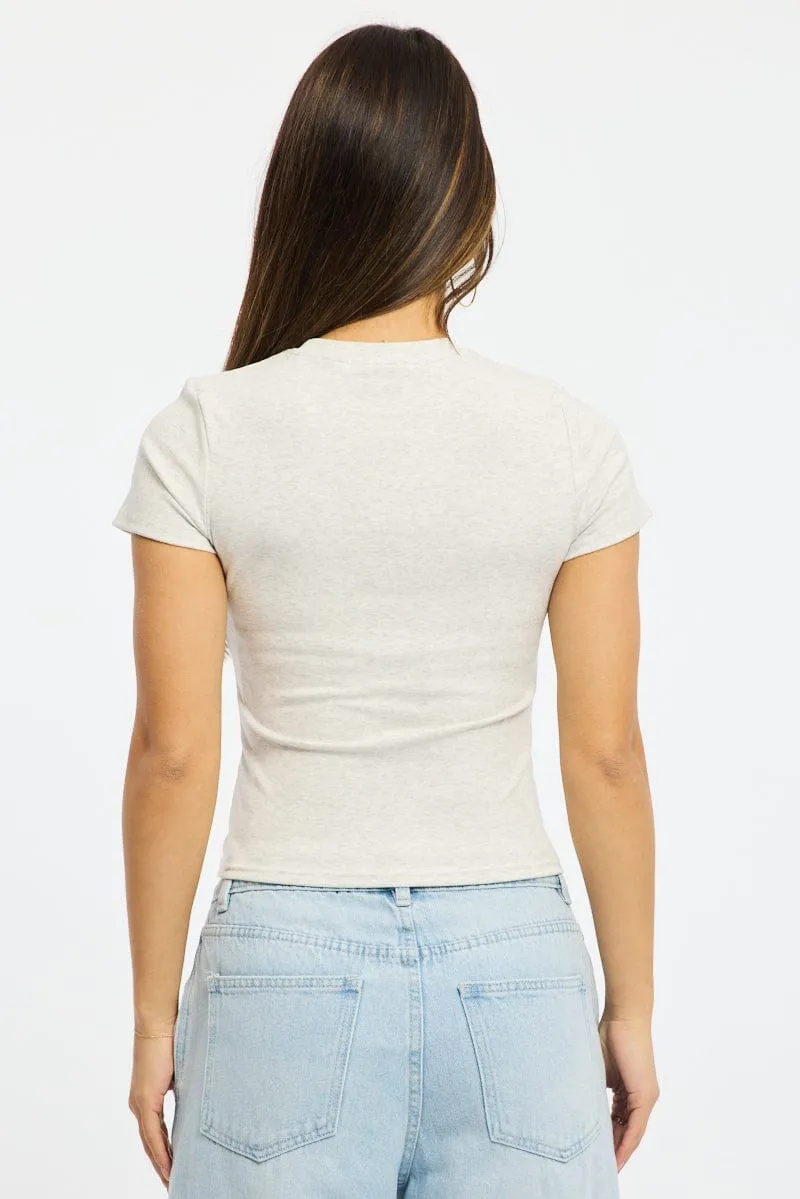 Grey Graphic Tee Short Sleeve sold by Ally Fashion product image thumbnail 4