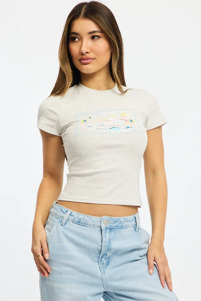 Grey Graphic Tee Short Sleeve sold by Ally Fashion