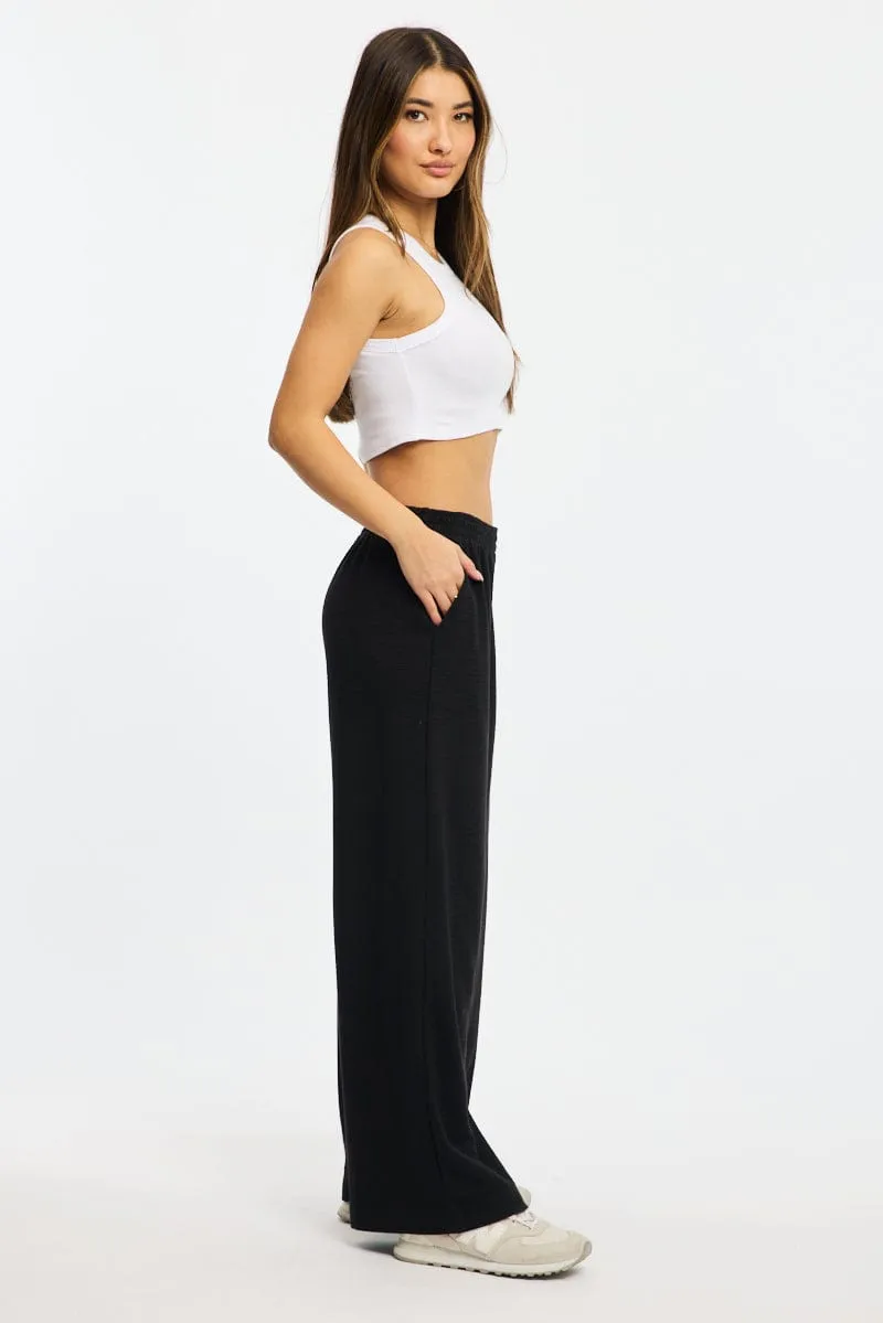 Black Abstract Wide Leg Pants Elasticated Waist sold by Ally Fashion product image thumbnail 3