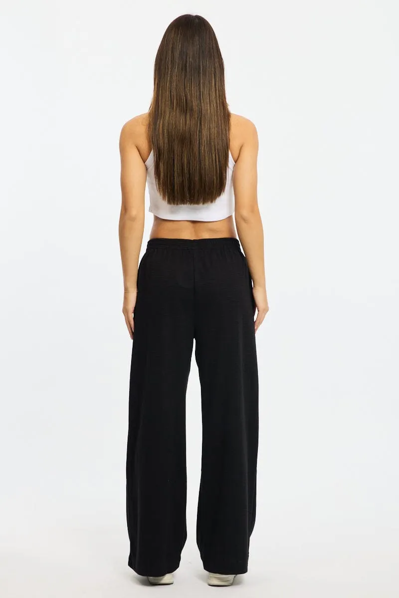 Black Abstract Wide Leg Pants Elasticated Waist sold by Ally Fashion product image thumbnail 4