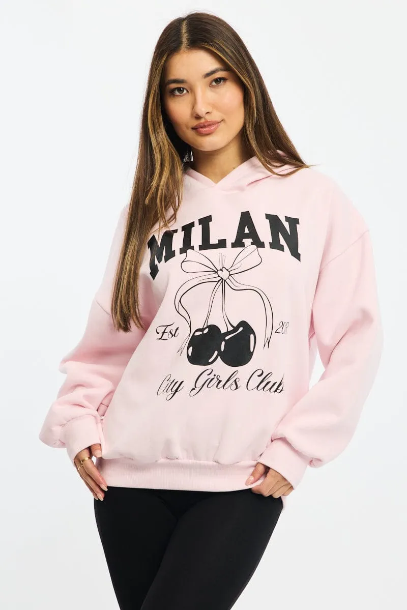 Pink Graphic Sweater Long Sleeve sold by Ally Fashion